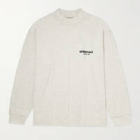 Fear of God Essentials Logo-Flocked Cotton-Blend Jersey T-Shirt Light Grey