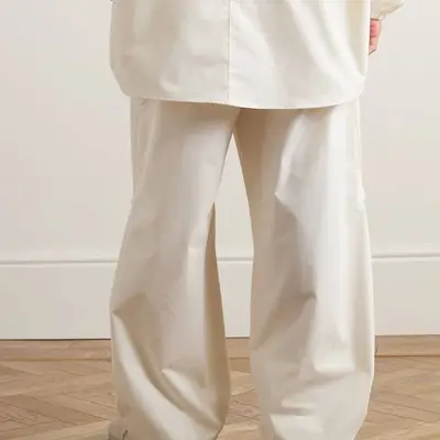 Fear of God Essentials Straight-Leg Logo-Appliquéd Cotton-Blend Drawstring Trousers White Backside