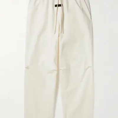 Fear of God Essentials Straight-Leg Logo-Appliquéd Cotton-Blend Drawstring Trousers White Feature