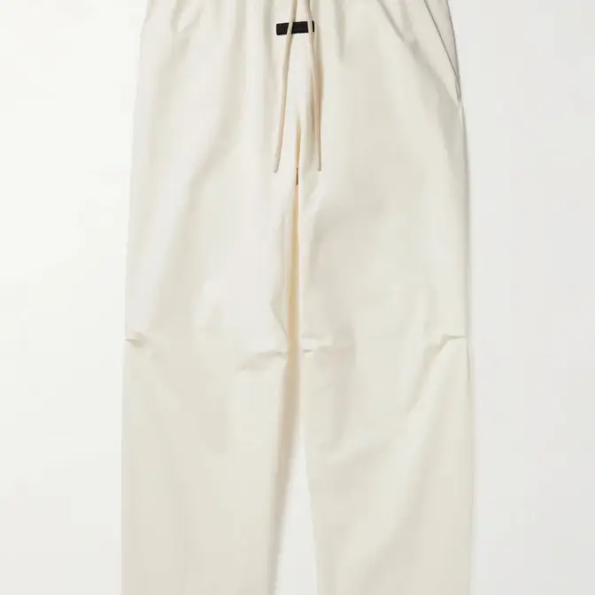 Fear of God Essentials Straight-Leg Logo-Appliquéd Cotton-Blend Drawstring Trousers White Feature