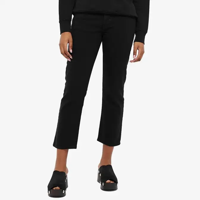 Levis 501 High Rise Straight Crop Jean Black Sprout