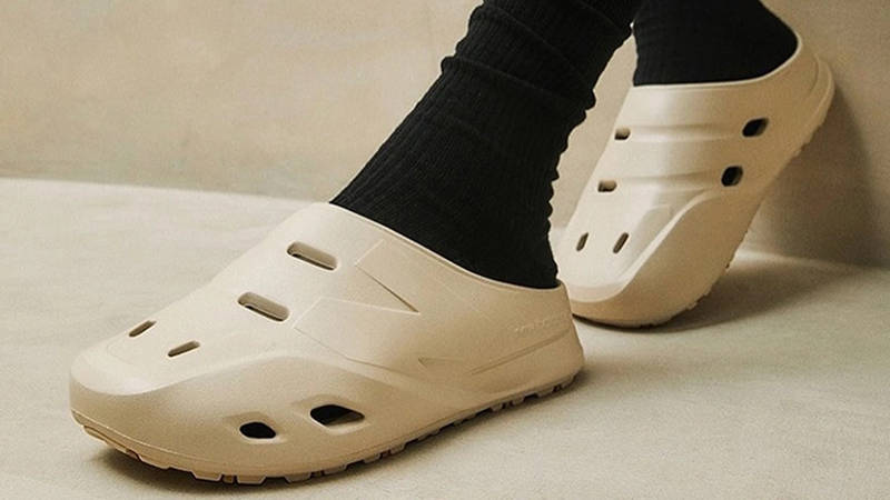 New Balance Clog White on feet