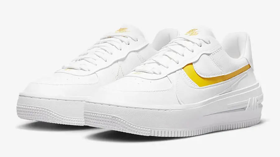 white and yellow nike air force 1