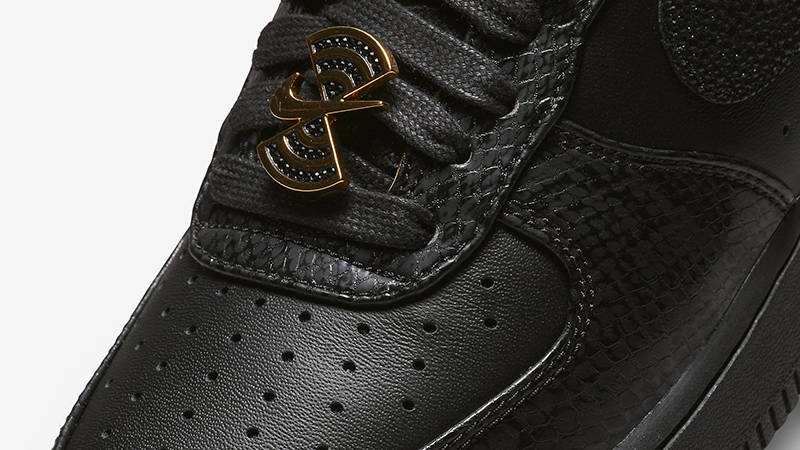 Nike Air Force 1 Low Snakeskin Black Gold DX6035-001 Detail