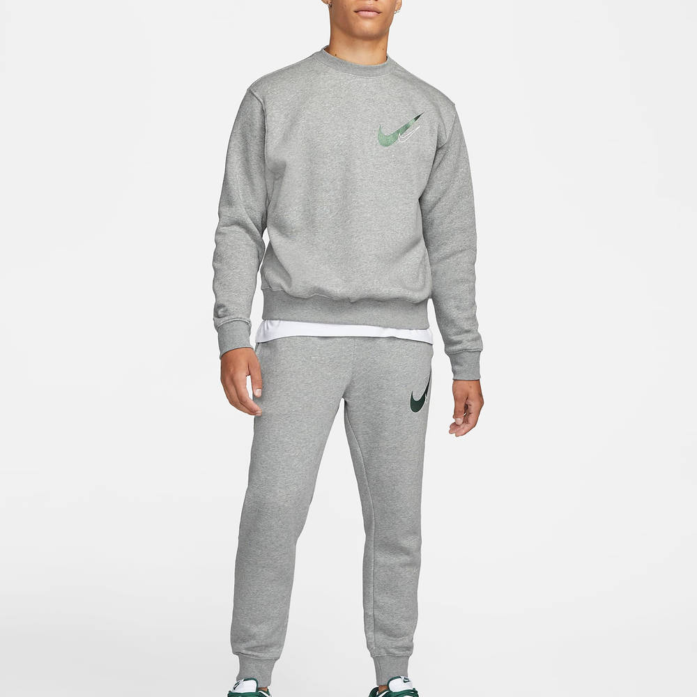 Nike Sportswear Double Swoosh Fleece Sweatshirt - Dark Grey Heather ...