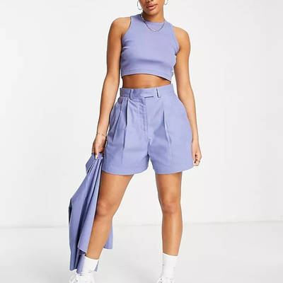 Reebok High Waisted Tailored Shorts Lilac Full
