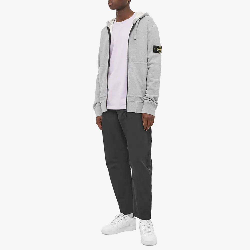 Stone Island Brushed Cotton Full Zip Hoodie Grey Marl full