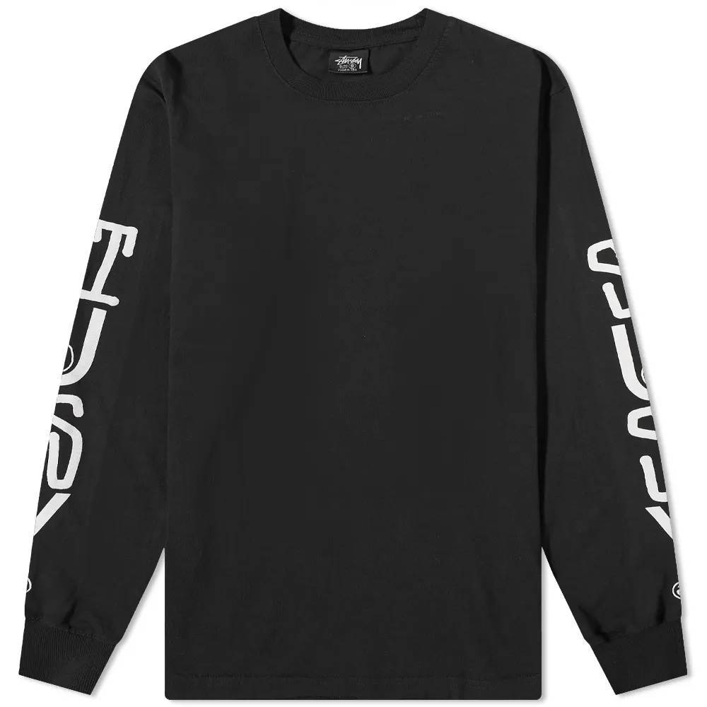 Stussy Classic Stack Pigment Dyed Lng Sleeve T-Shirt Black