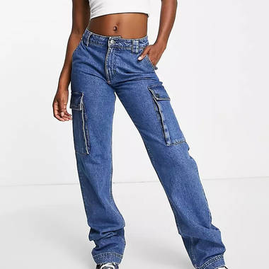 Waven Mid Rise Slouchy Cargo Jeans