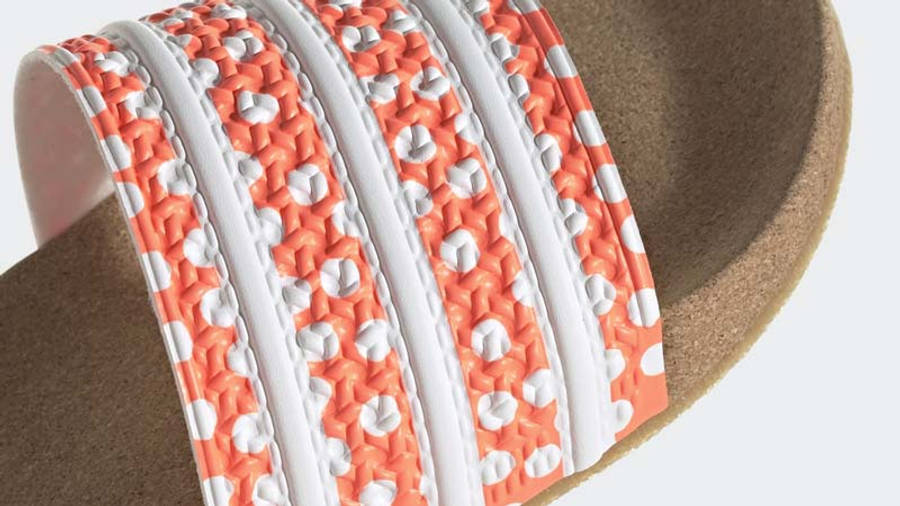 adidas Adilette Slides Beam Orange Gum Closeup
