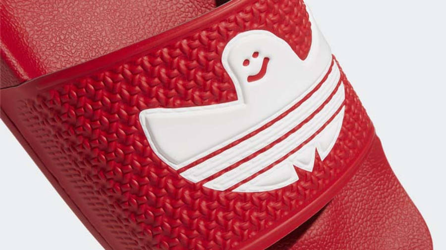 adidas Shmoofoil Slides Scarlet Closeup