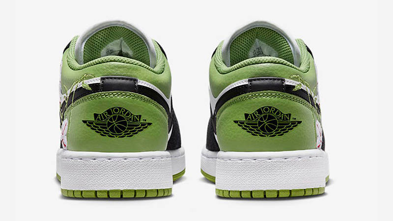Air Jordan 1 Low GS Floral Embroidery Black Green DQ8389-100 Back