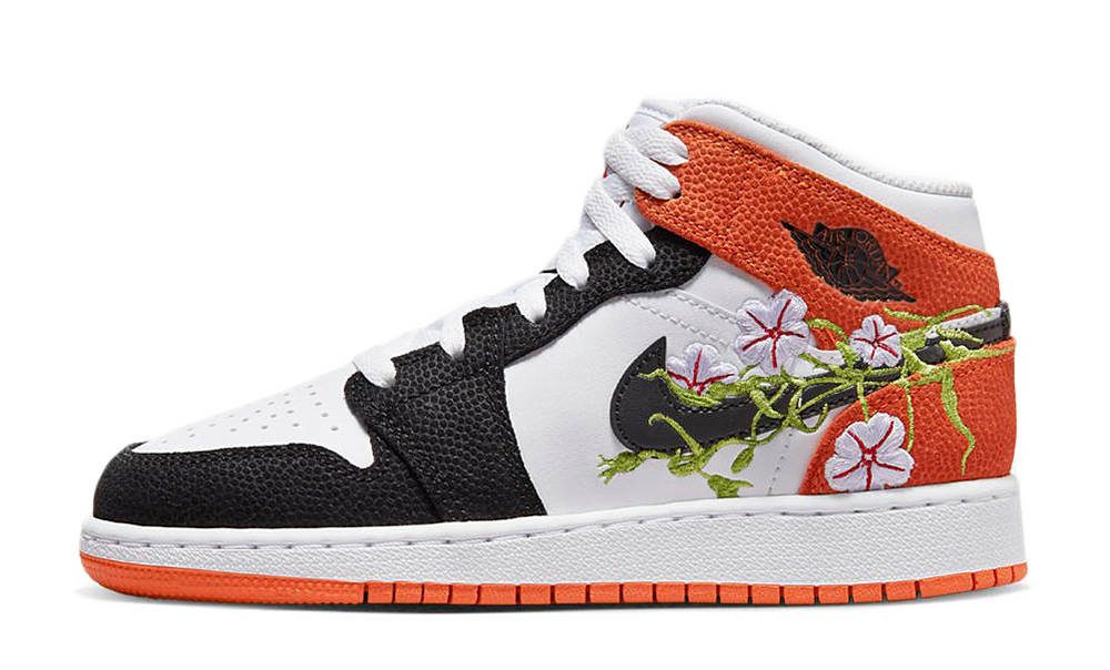 Air Jordan 1 Mid GS Floral Embroidery 