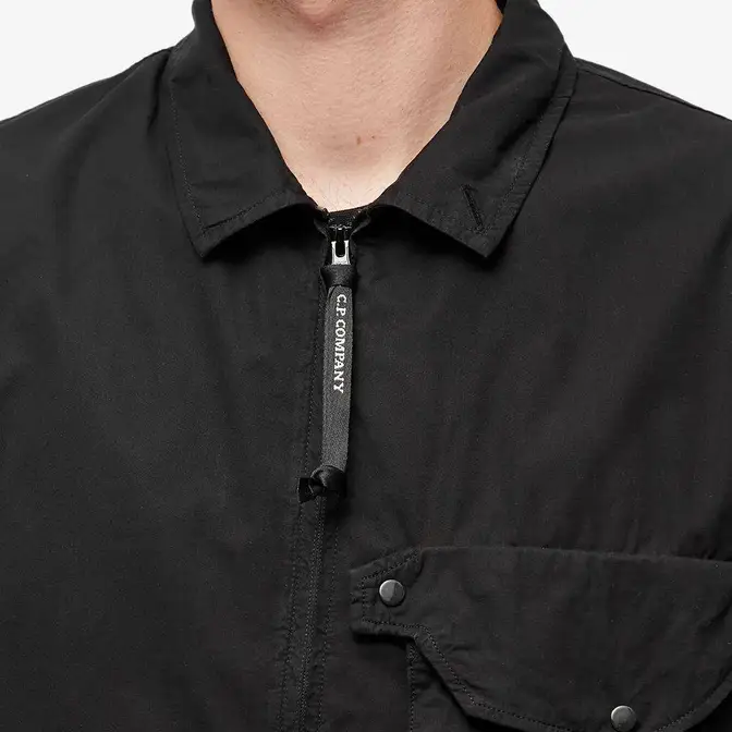 C P Company Arm Lens Zip Shirt Black Closeup Logo