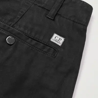C P Company Straight Leg Logo Appliquéd Cotton Blend Cargo Trousers Black Back Pocket