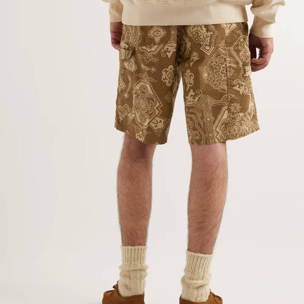 Carhartt Wip Straight-Leg Printed Cotton-Rispstop Shorts Brown Backside Full
