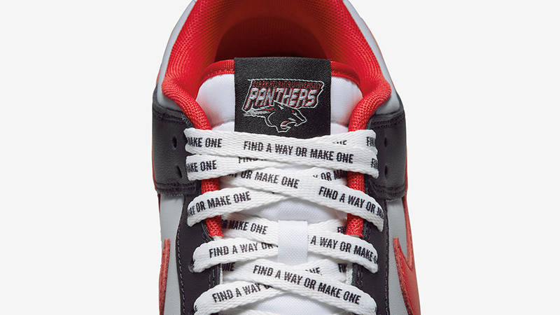 CAU Athletics x Nike Dunk Low White Black Red DR6189-001 Detail