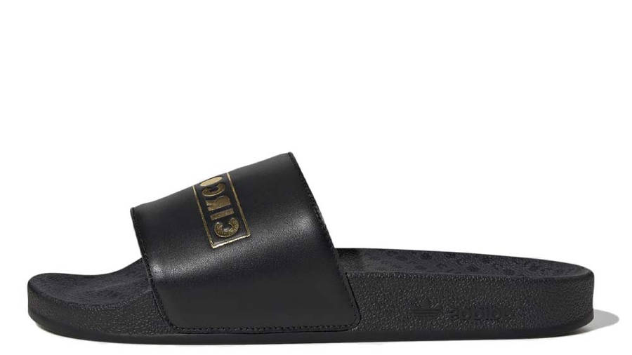 all black adilette slides