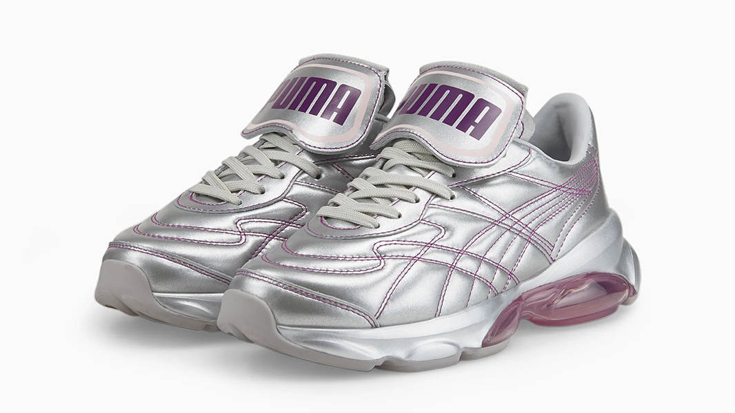 W Puma Dua Lipa Cell Dome King ML Trainer Silver Pink プーマ Amazon.com | PUMA Womens X Cell Dome King Metallic Sneakers