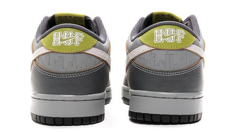 HUF x Nike SB Dunk Low Grey Green Back 3
