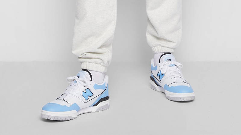 New Balance 550 Blue Black on feet