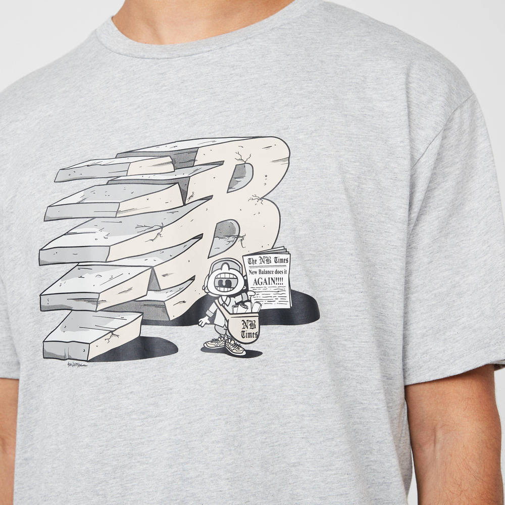 New Balance Essentials Monumental Graphic T-Shirt Grey logo