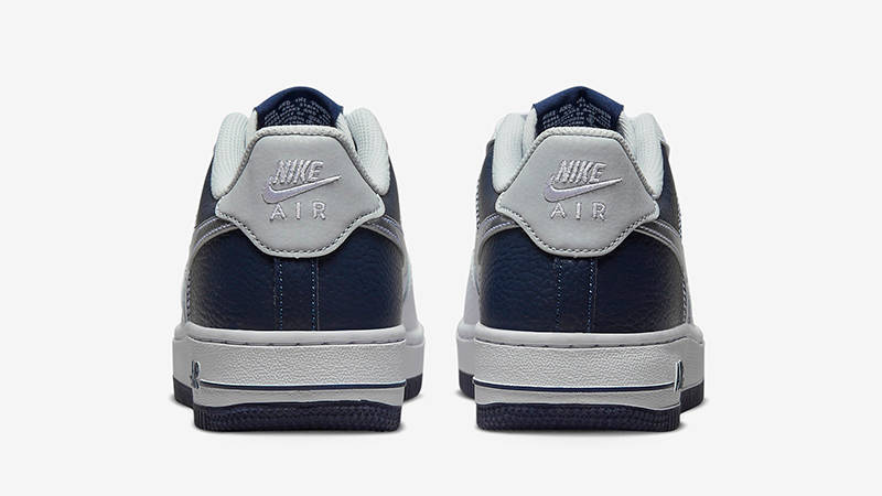 Nike Air Force 1 Low GS White Silver Navy DQ6048-100 Back
