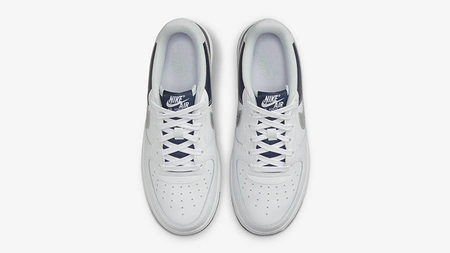 Nike Air Force 1 Low GS White Silver Navy DQ6048-100 Top