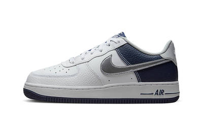 Nike Air Force 1 Low GS White Silver Navy DQ6048-100