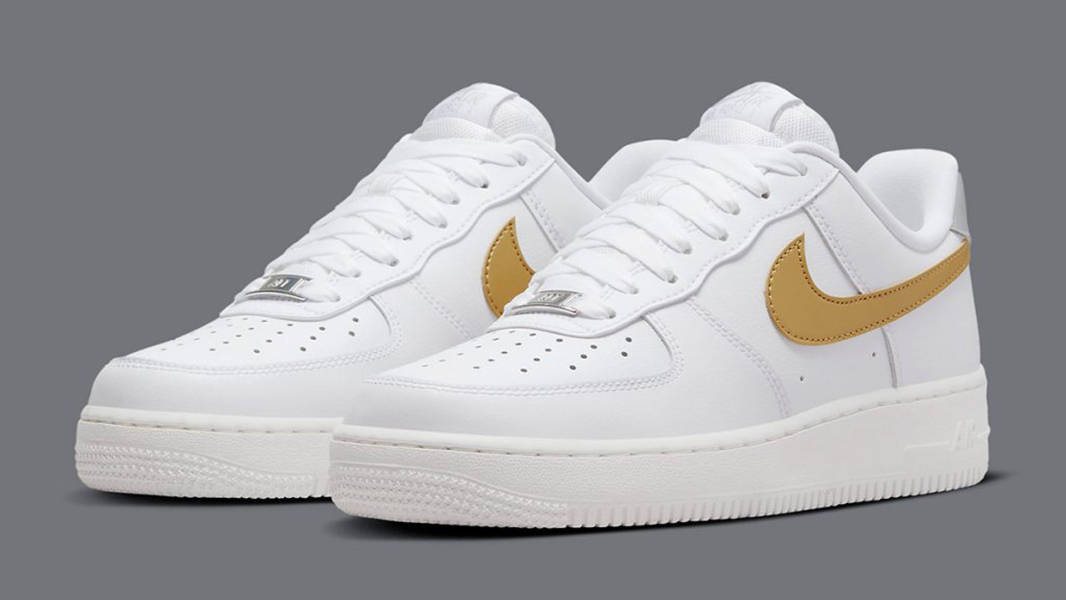 nike air force white with gold tick