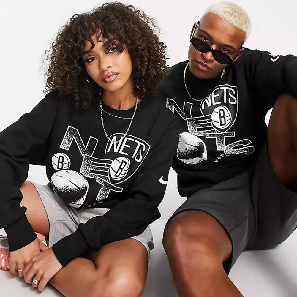 Nike Basketball NBA Brooklyn Nets Courtside Graphic Sweatshirt Black