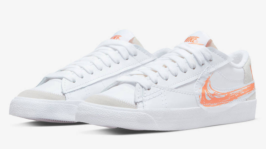 Nike Blazer Low Jumbo Scribble Swoosh White Orange DX2648-100 Side