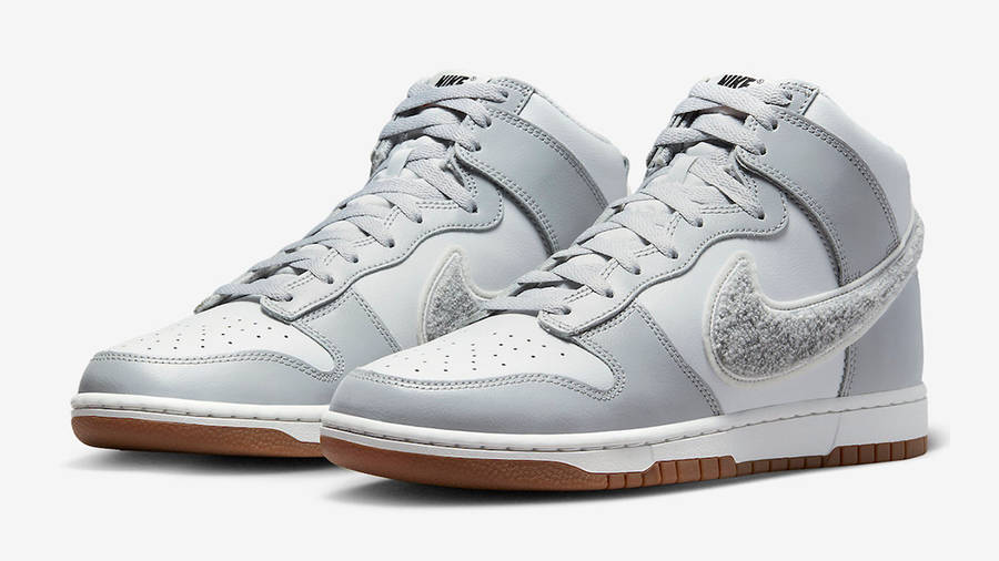 Nike Dunk High Chenille Swoosh White Grey DR8805-003 Side