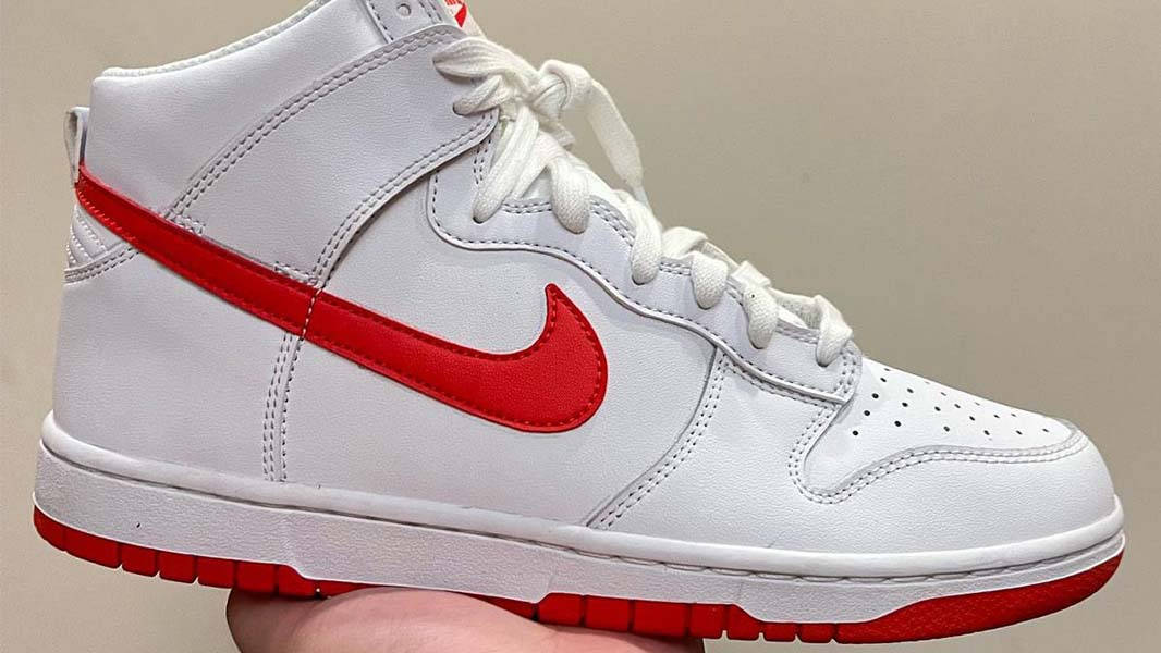 Nike Dunk High White Red In Hand Side