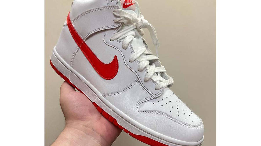 Nike Dunk High White Red In Hand