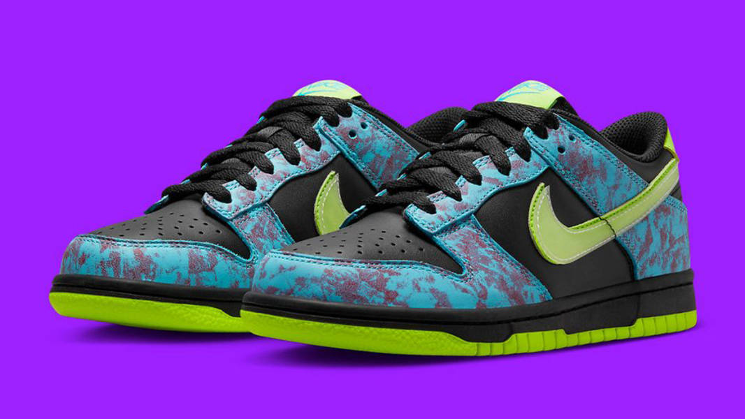 Nike Dunk Low Acid Wash Black Teal Volt Side