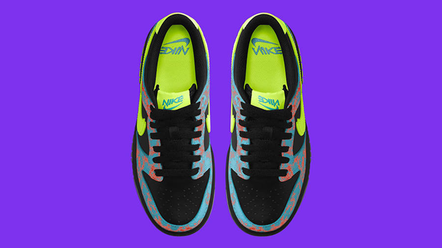 Nike Dunk Low Acid Wash Black Teal Volt Top