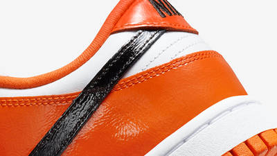 Nike Dunk Low White Orange Black Patent DJ9955-800 Detail 2