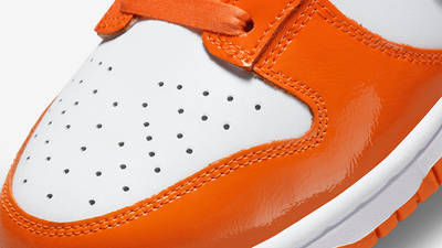 Nike Dunk Low White Orange Black Patent DJ9955-800 Detail