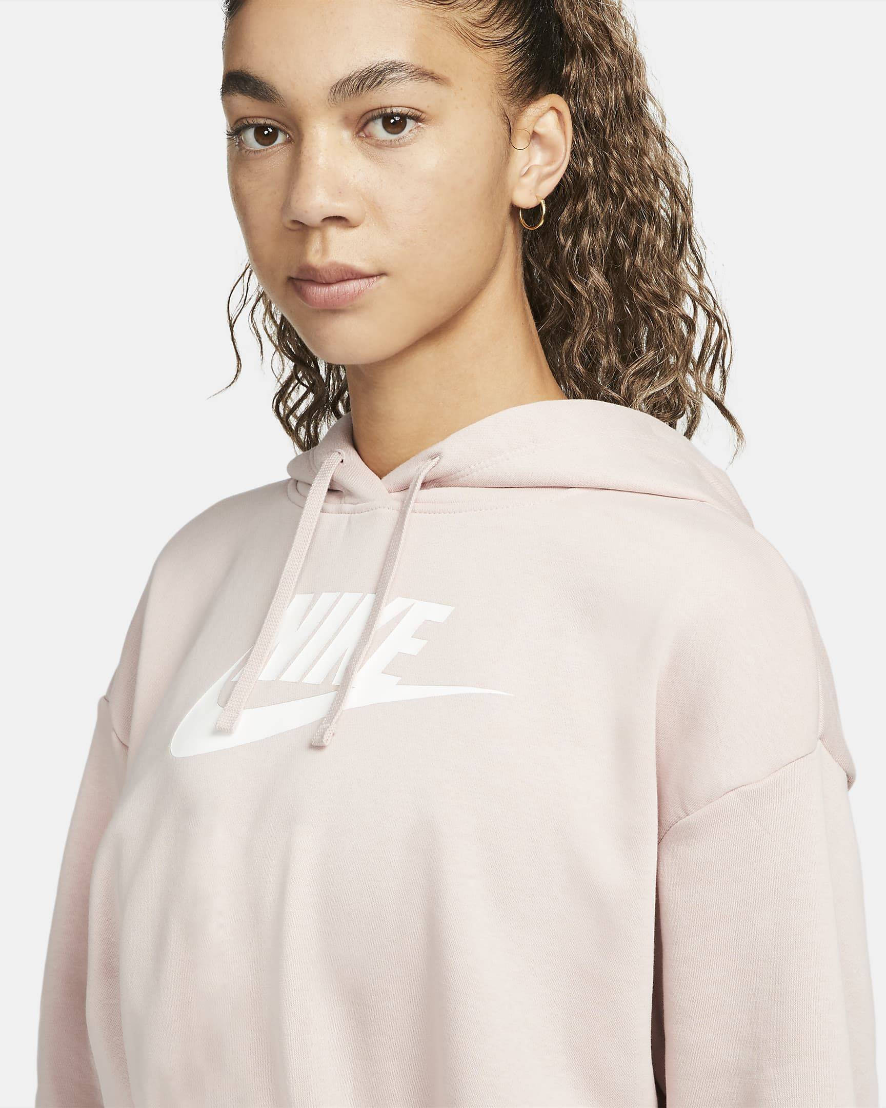 pink nike cropped hoodie