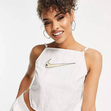 Nike Swoosh Cropped Ruched Backstrap Cami Top