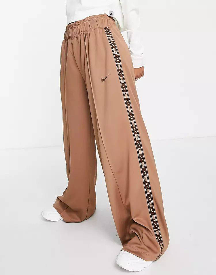 Nike Swoosh Tape Wide Leg Joggers Archaeo Brown Feature