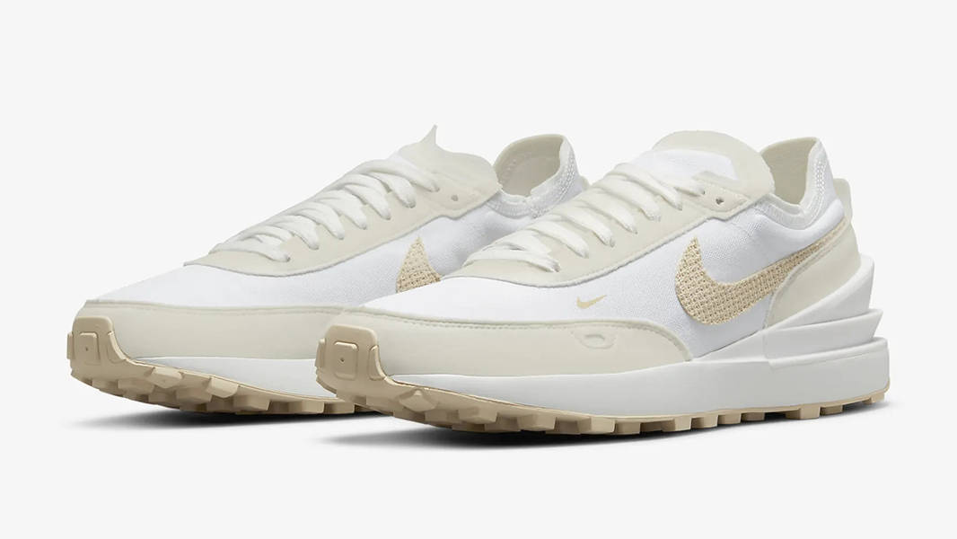 Nike Waffle One Woven Swoosh White Fossil DM7604-100 Side