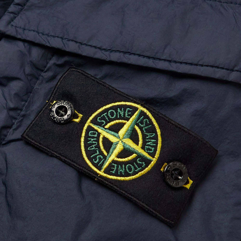 Stone Island Logo Appliqued Crinkled-Shell Hooded Down Jacket - Navy ...