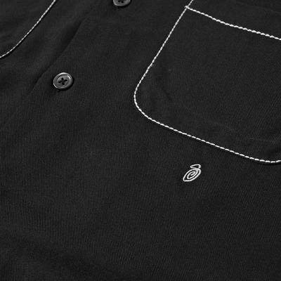 Stussy Contrast Pick Stitched Shirt Black closeup
