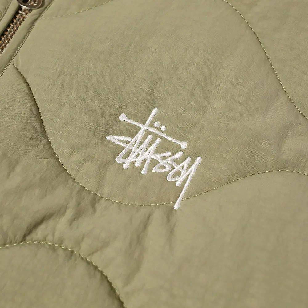 Stussy Recycled Nylon Liner Vest Coyote Closeup