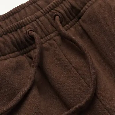 Acne Studios Wide Leg Logo Embroidered Cotton Jersey Sweatpants Brown Hip Lace Closeup