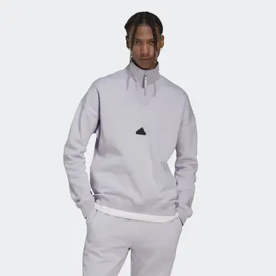 adidas wei 1-4 Zip Sweatshirt Silver Dawn Feature