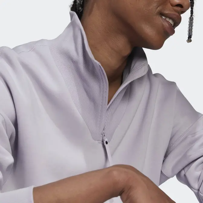 adidas wei 1-4 Zip Sweatshirt Silver Dawn Front Closeup