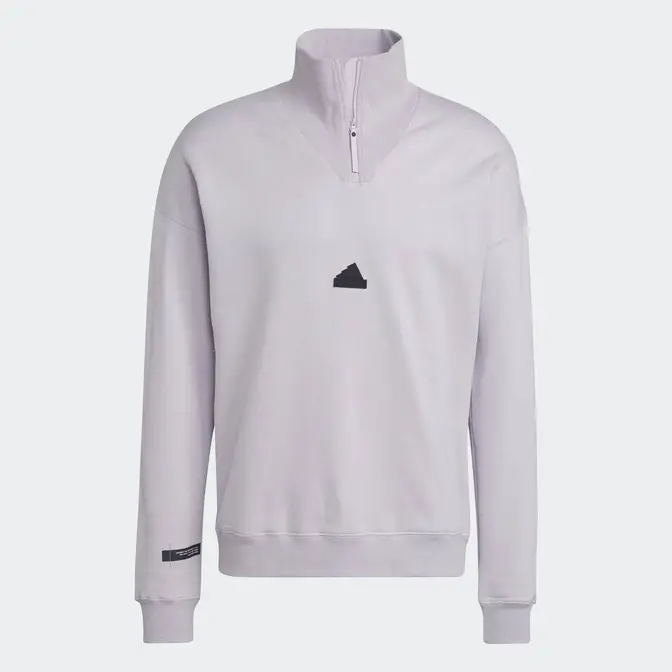 adidas wei 1-4 Zip Sweatshirt Silver Dawn Mockup Front